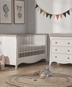 Cuddleco Clara Cot Bed & Dresser - White/Driftwood Ash