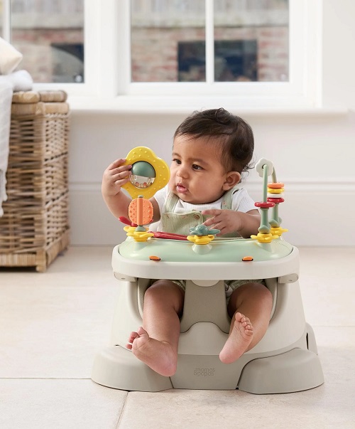 Mamas & Papas Bug 3-in-1 Floor & Booster Seat With Activity Tray - Clay