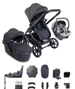 iCandy Peach 8 Pushchair & Carrycot 360 Car Seat Bundle - Grey