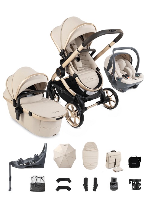 iCandy Peach 8 Pushchair & Carrycot 360 Car Seat Bundle - Biscotti
